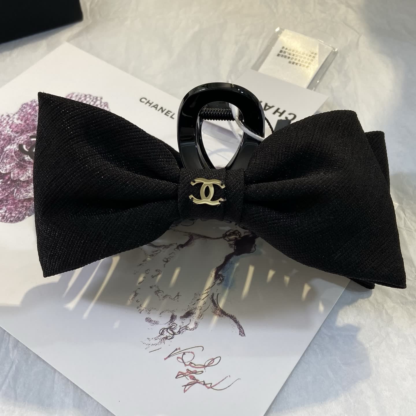 Chanel Black Bow Hair Clip-XF1117